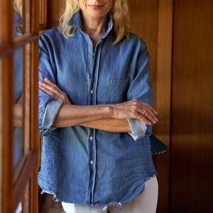 Frank and Eileen Eileen distressed denim shirt. Size L